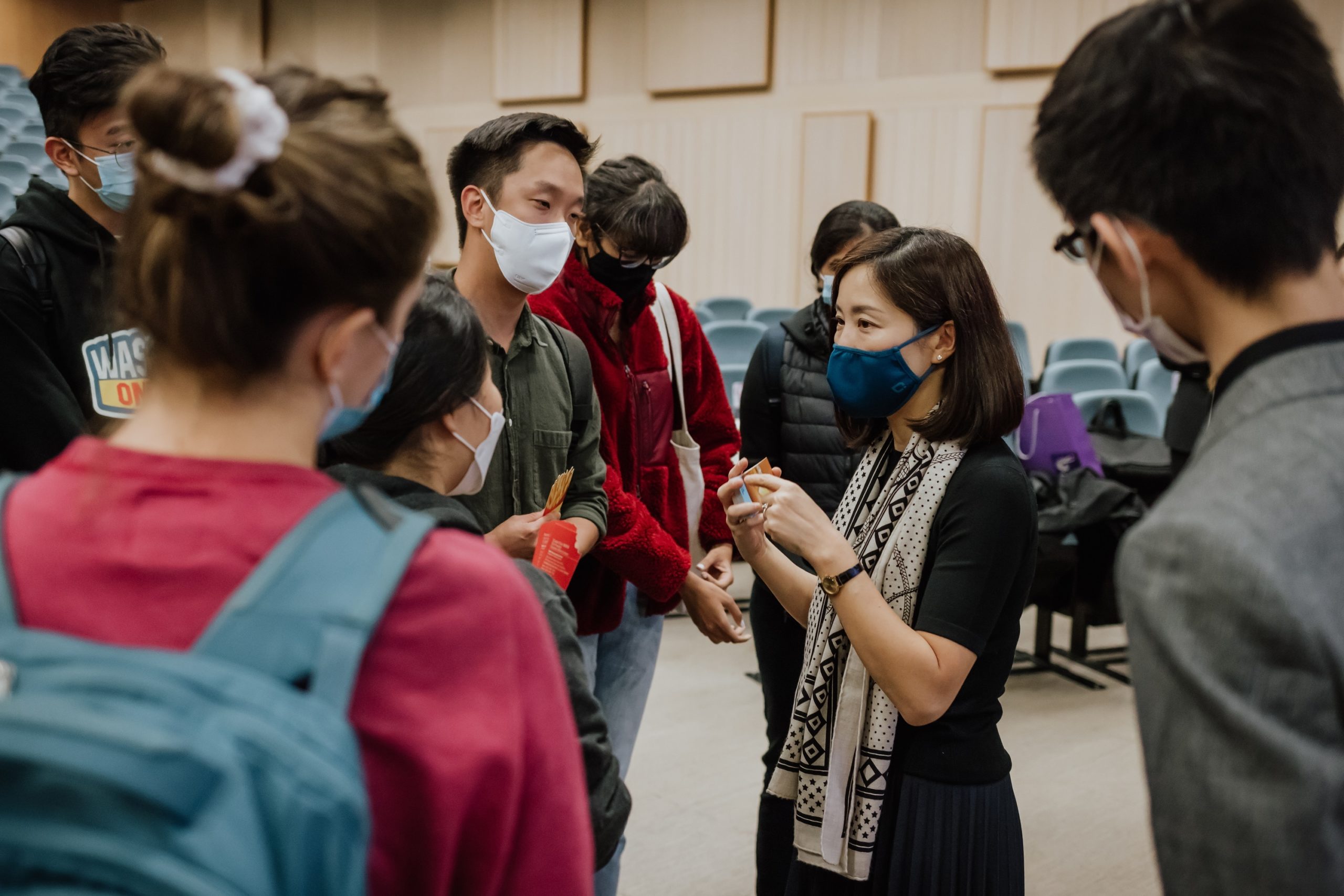 Randy stayed behind to continue her conversation with the students after the session